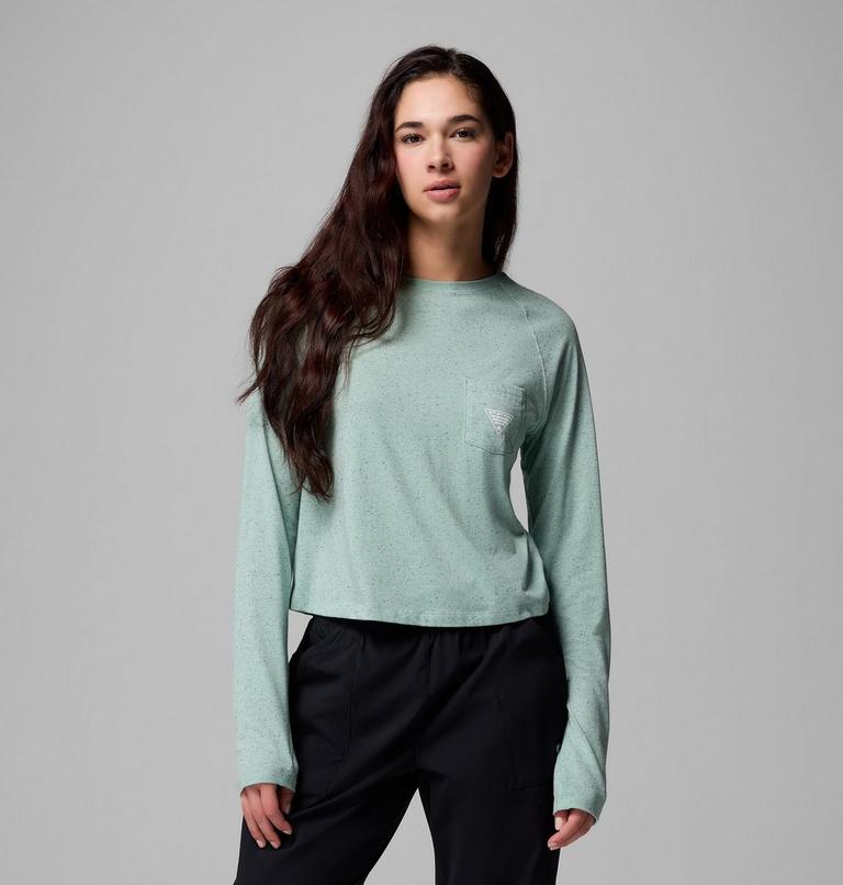 Women's PFG Uncharted Neps Long Sleeve Technical T-Shirt, Color: Misty Jade, image 1