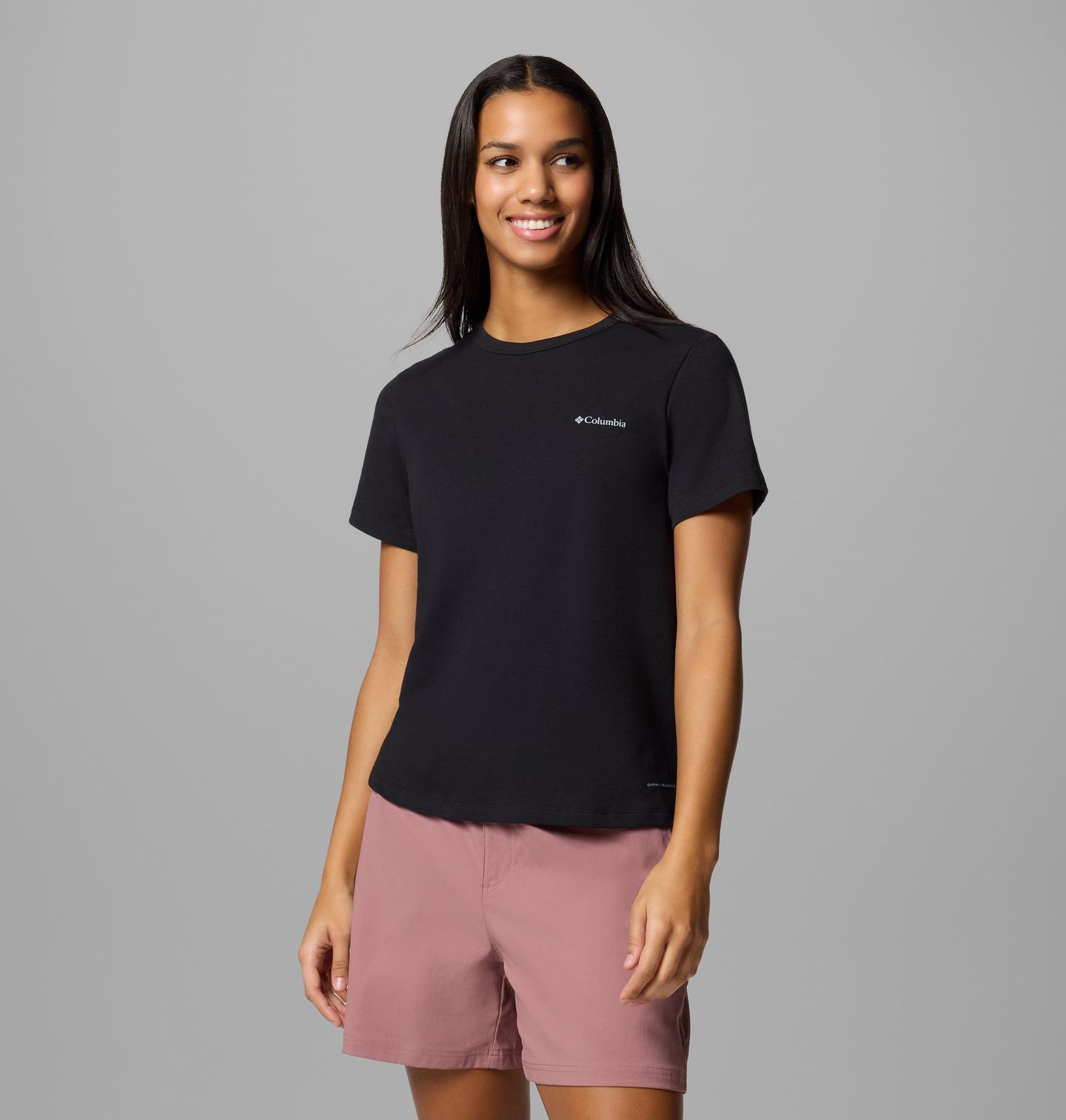 Женская рубашка Columbia Sun Trek Short Sleeve Shirt II, цвет: Чёрный — фото 1