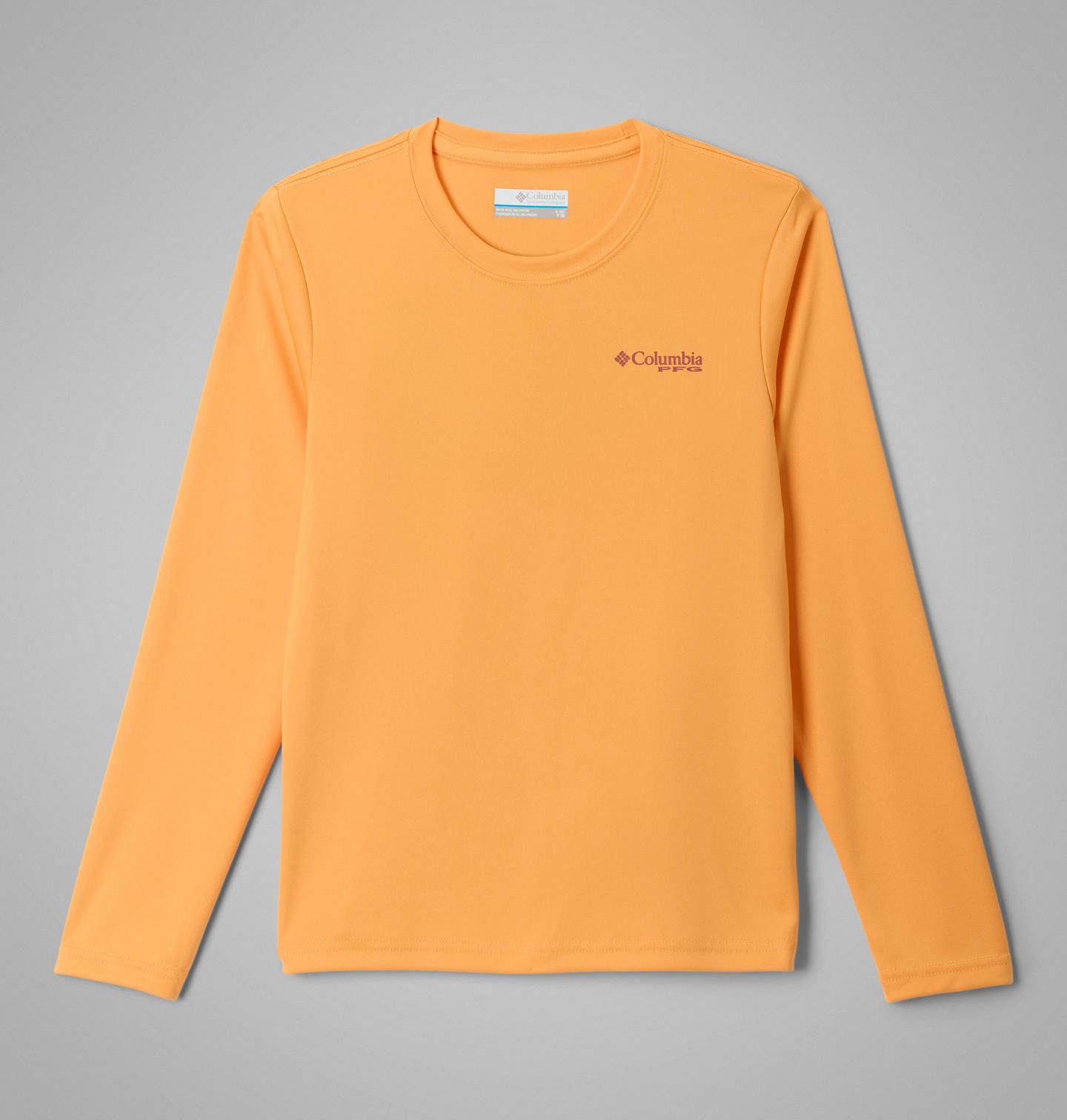 Рубашка Columbia PFG Terminal Tackle Fish Shine Long Sleeve Shirt для мальчиков, цвет: Оранжевый — фото 1