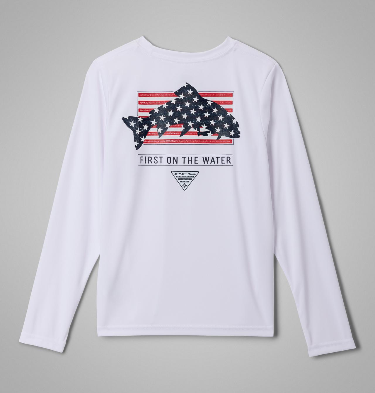 Boys' PFG Terminal Tackle™ Fins and Stripes Long Sleeve Shirt | 100 | L 2