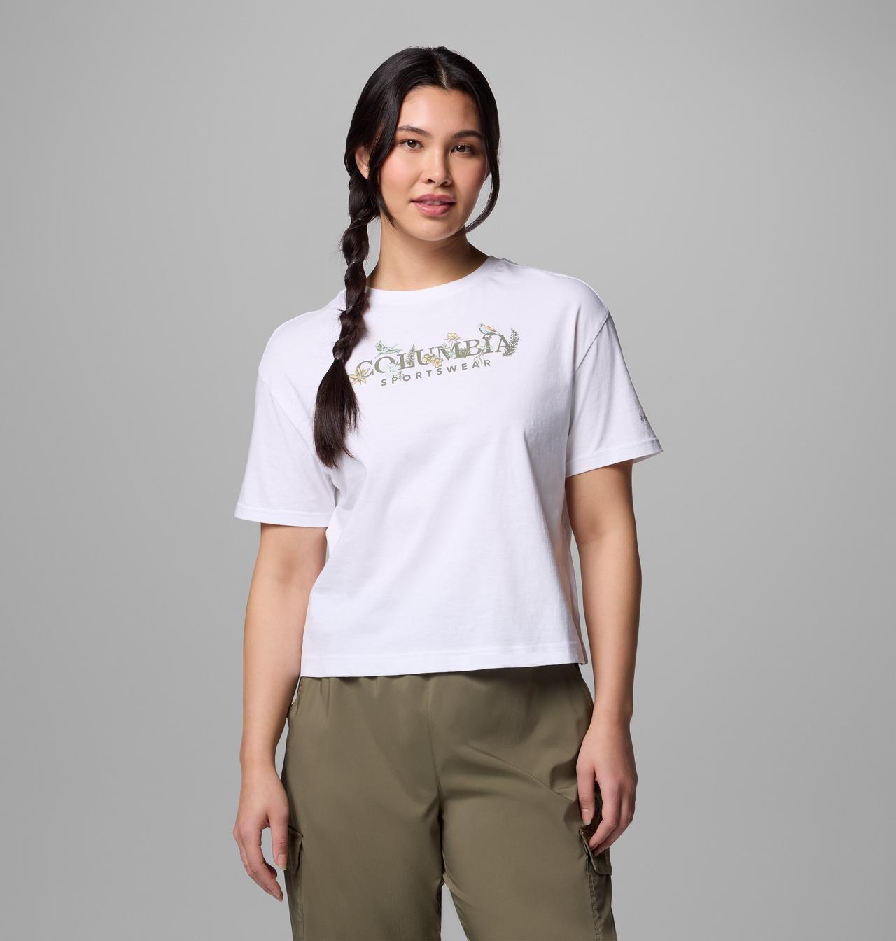 Women's Rolling Bend™ Graphic Relaxed Crop Short Sleeve Shirt | 100 | L 1