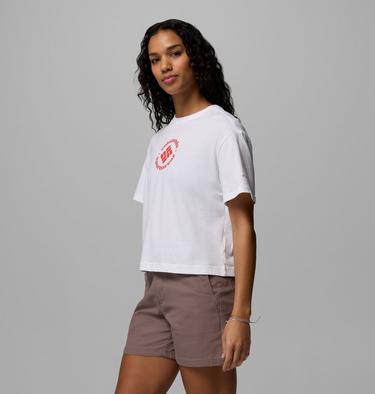 Camiseta corta de ajuste relajado con estampado Rolling Bend para mujer, Color: White, Gem Focused, image 12