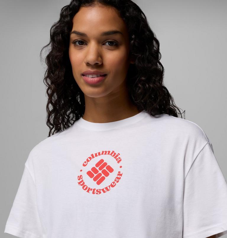 Women's Rolling Bend Graphic Relaxed Crop T-Shirt, Color: White, Gem Focused, image 5