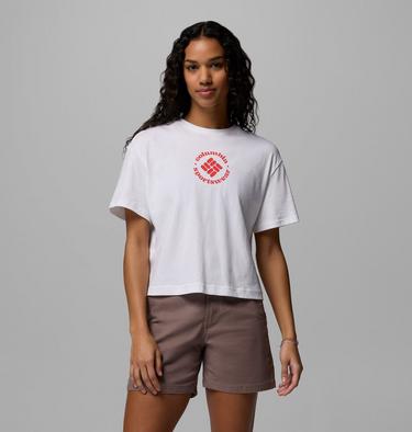 Camiseta corta de ajuste relajado con estampado Rolling Bend para mujer, Color: White, Gem Focused, image 5