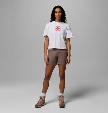Camiseta corta de ajuste relajado con estampado Rolling Bend para mujer, Color: White, Gem Focused, image 6