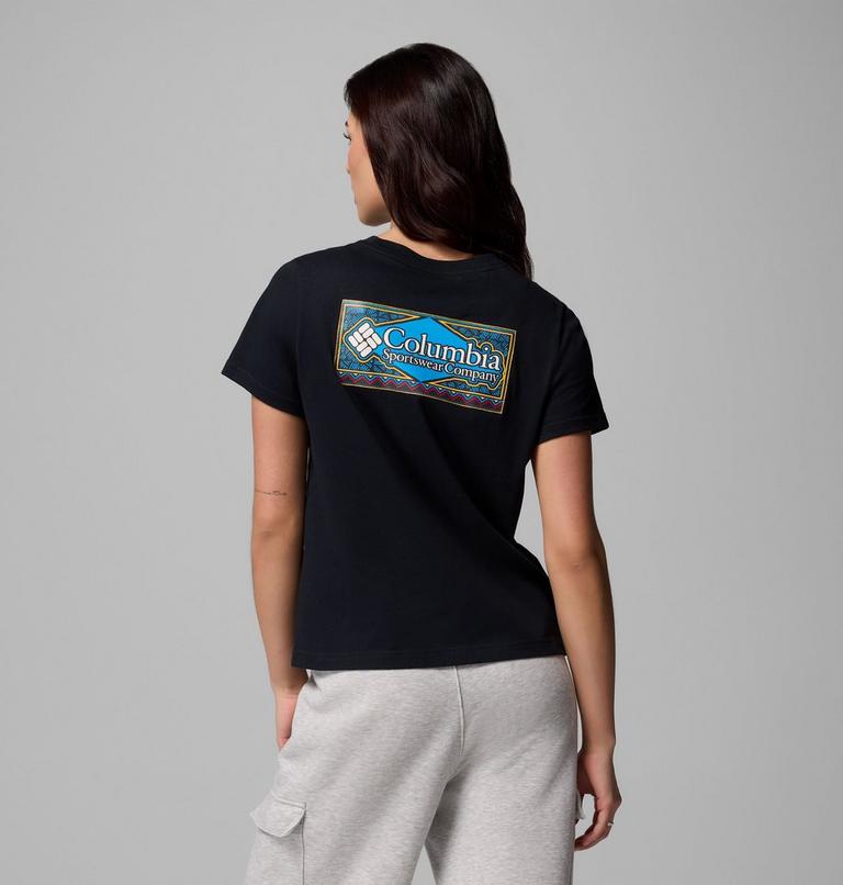 Women's Rolling Bend Graphic Short Sleeve Shirt, Color: Black, Framed Diamond, image 1