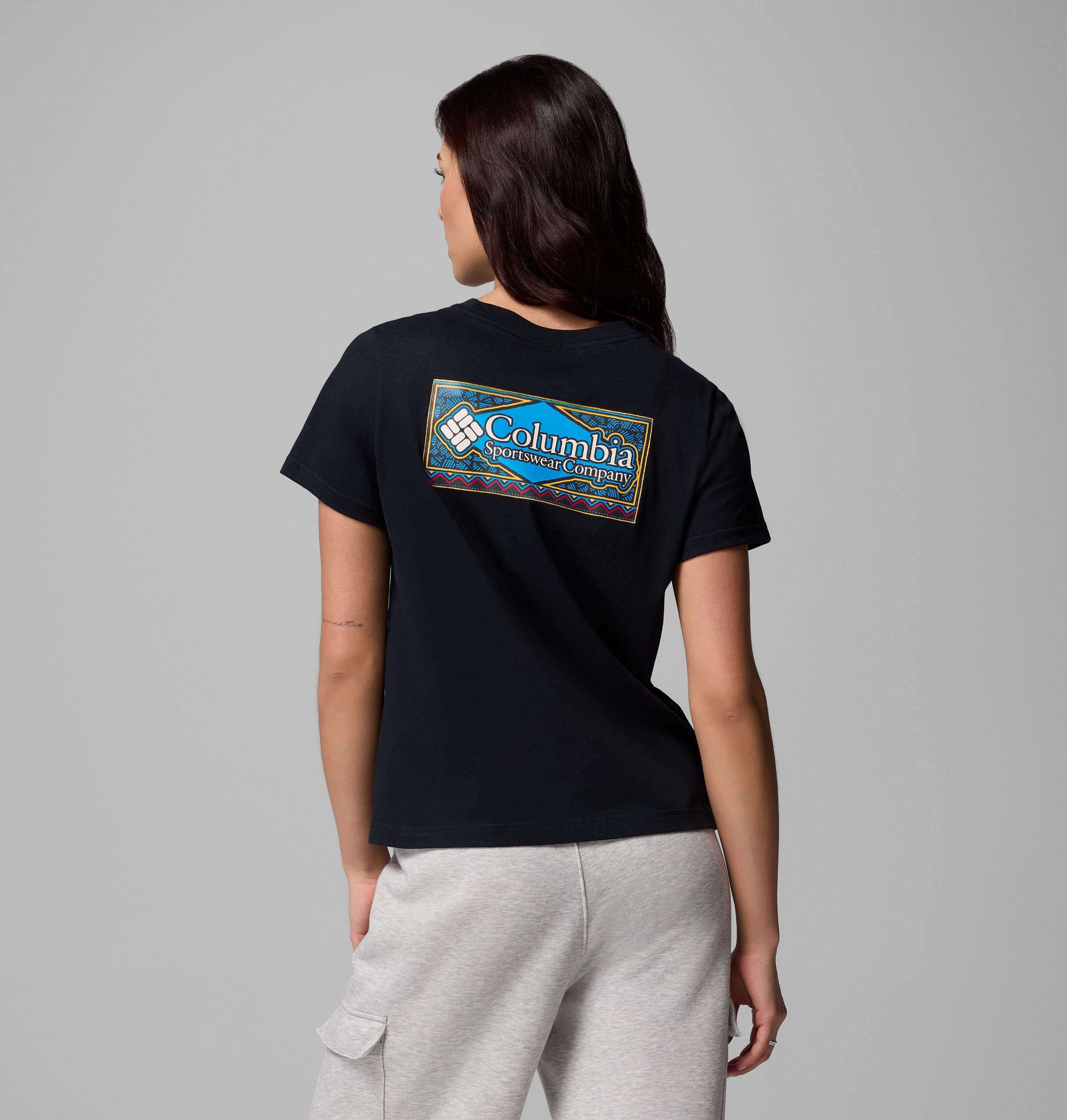 Columbia Sportswear Women's Black Columbia - Rolling Bend™ Graphic T-Shirt - Framed Diamond Large