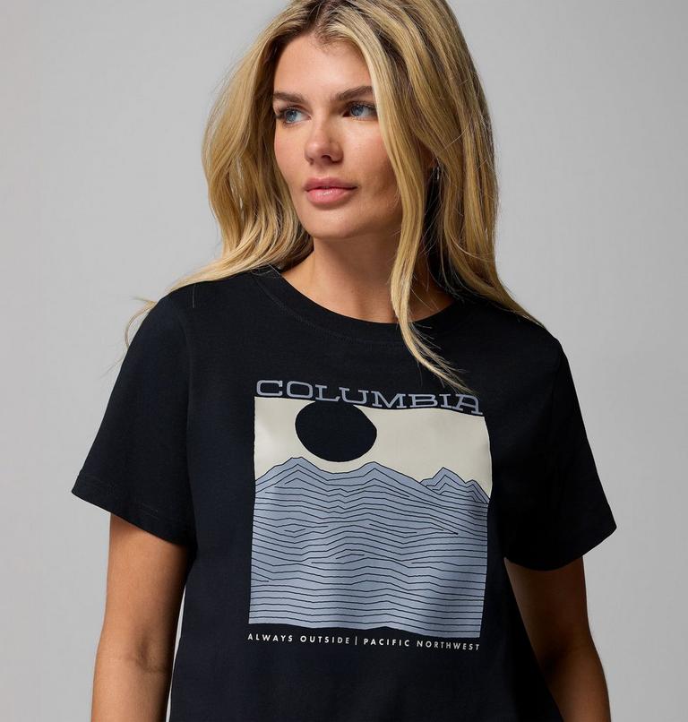Women's Rolling Bend Graphic T-Shirt, Color: Black, Framed Linescape, image 5