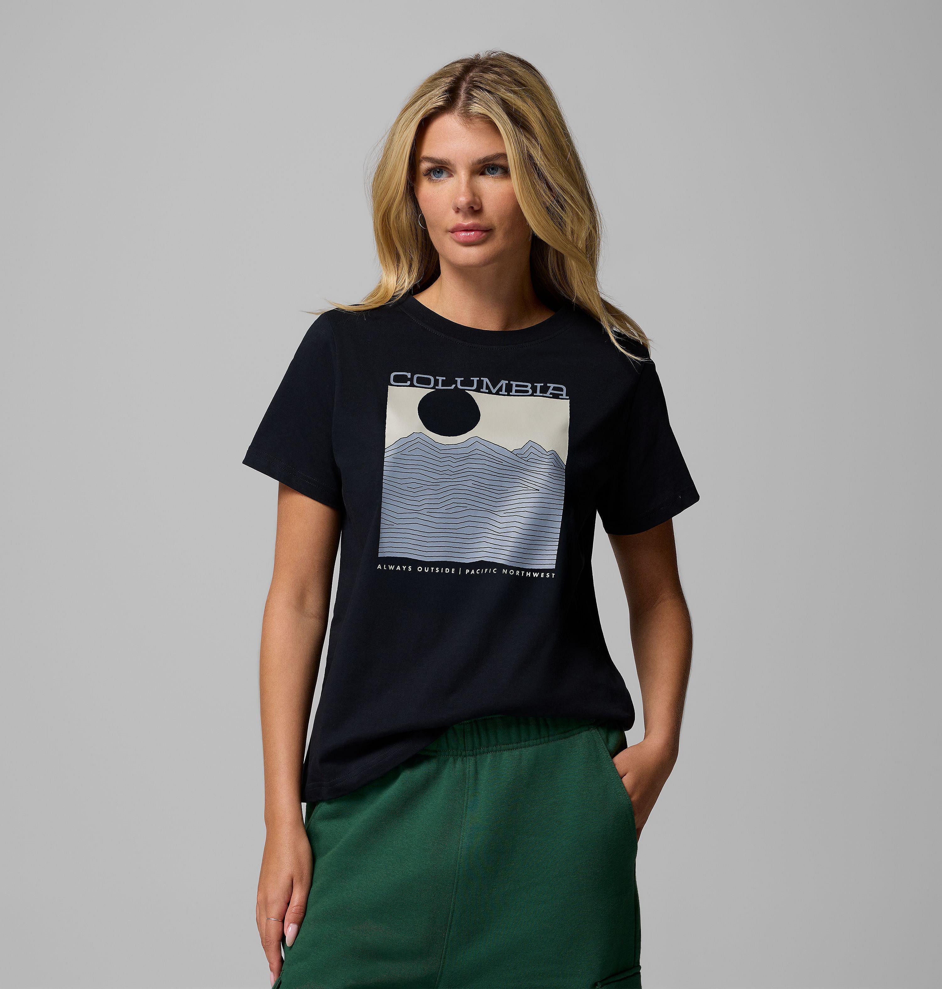 Columbia Sportswear Women's Black Columbia - Rolling Bend™ Graphic T-Shirt - Framed Linescape Medium