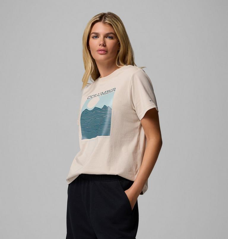 Women's Rolling Bend Graphic T-Shirt, Color: Dark Stone, Framed Linescape, image 4