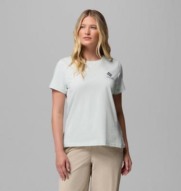 Women's Rolling Bend Graphic T-Shirt, Color: Tea Light, Stacked Gem Mini, image 3