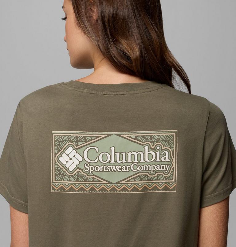 Camiseta con estampado Rolling Bend para mujer, Color: Stone Green, Framed Diamond, image 6