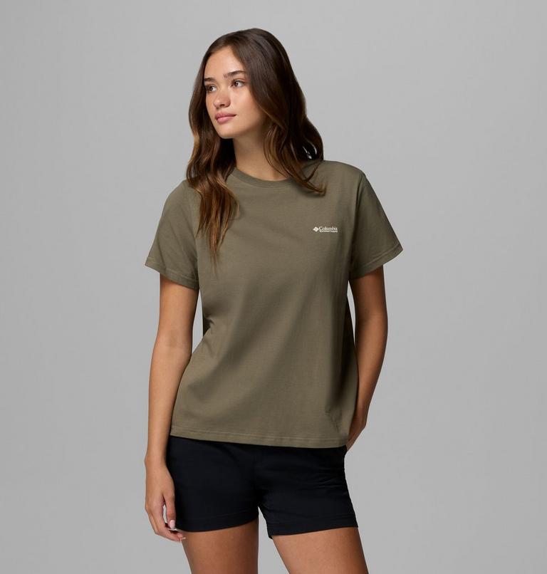 Camiseta con estampado Rolling Bend para mujer, Color: Stone Green, Framed Diamond, image 3