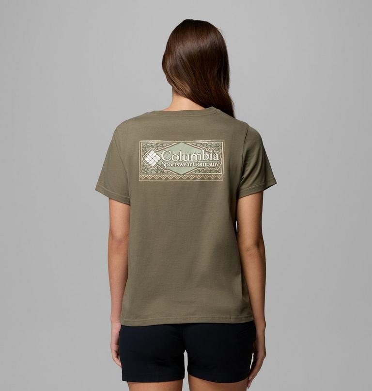 Camiseta con estampado Rolling Bend para mujer, Color: Stone Green, Framed Diamond, image 1