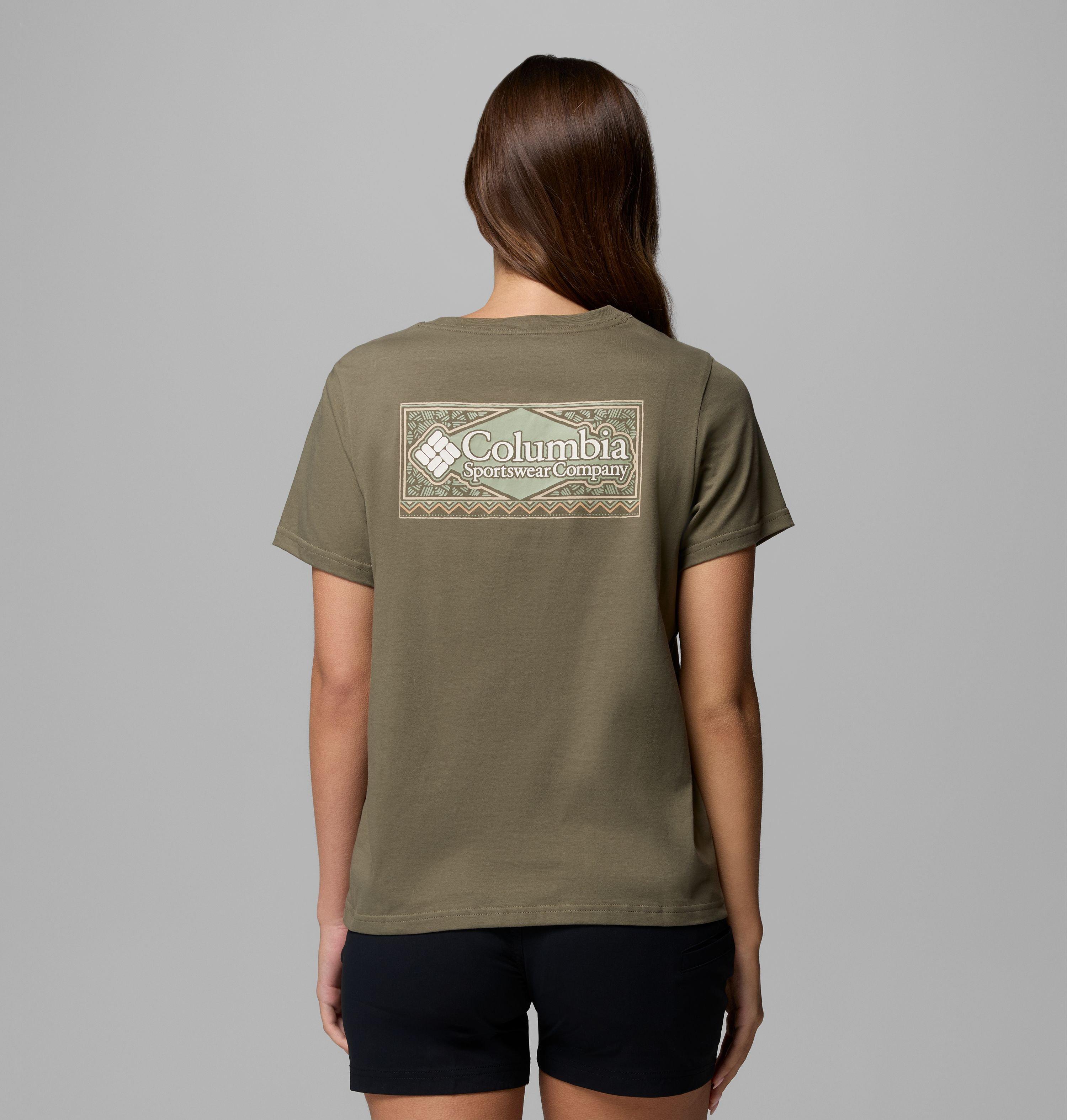 Columbia Sportswear Women's Green Columbia - Rolling Bend™ Graphic T-Shirt - Stone Framed Diamond Large