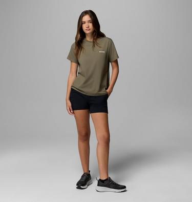 Women's Rolling Bend Graphic Short Sleeve Shirt, Color: Stone Green, Framed Diamond, image 10