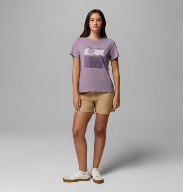 Women's Rolling Bend Graphic Short Sleeve Shirt, Color: Shale Purple, Framed Linescape, image 12