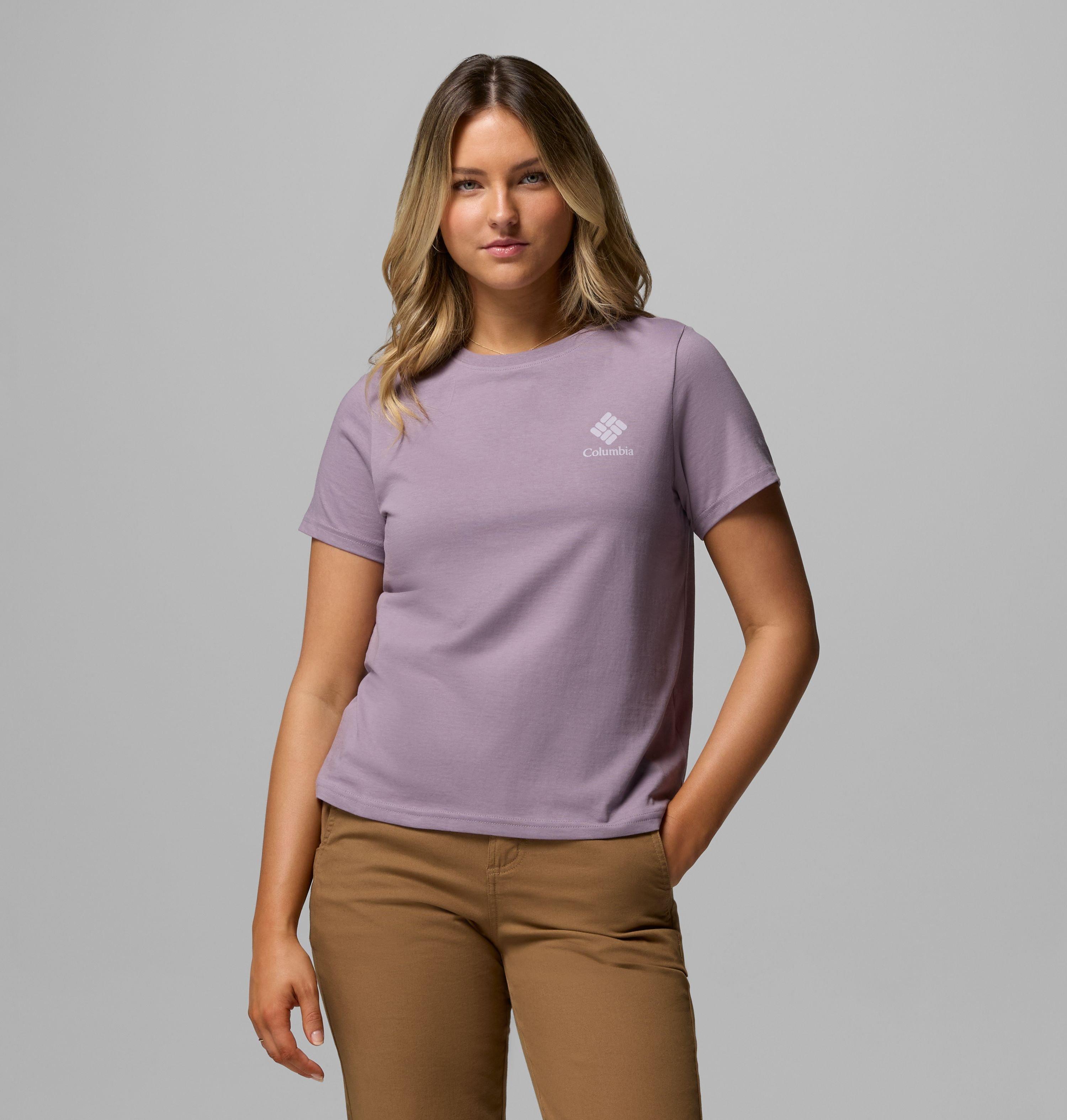 Columbia Sportswear Women's Purple Columbia - Rolling Bend™ Graphic T-Shirt - Shale Stacked Gem Mini Small