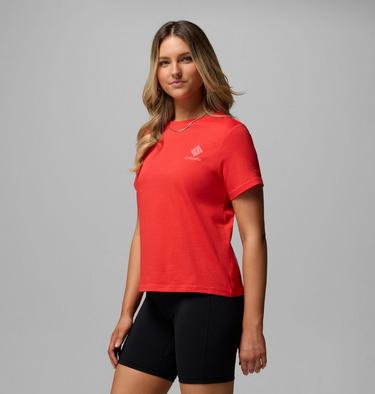 Women's Rolling Bend Graphic T-Shirt, Color: Poppy Red, Stacked Gem Mini, image 12