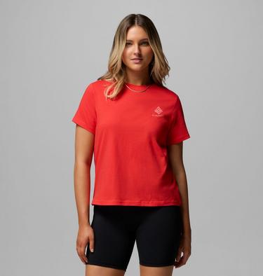 Camiseta con estampado Rolling Bend para mujer, Color: Poppy Red, Stacked Gem Mini, image 5