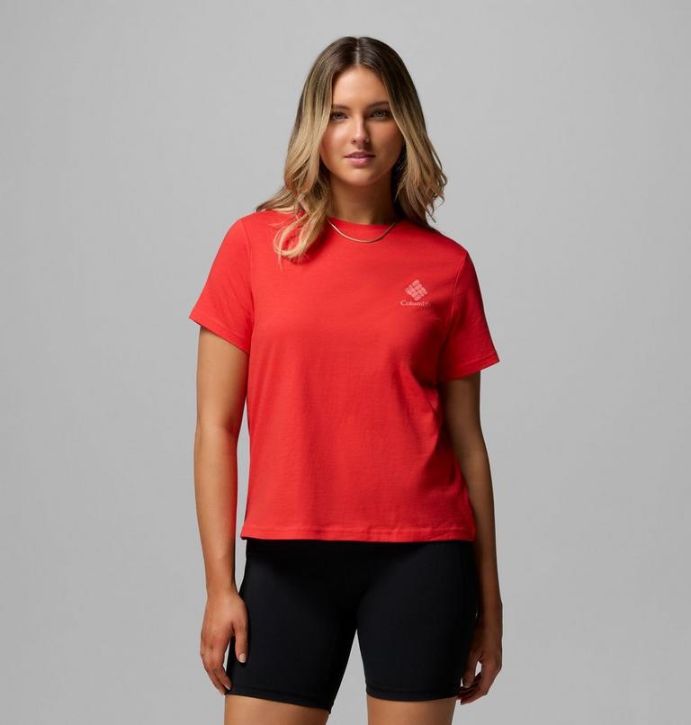 Camiseta con estampado Rolling Bend para mujer, Color: Poppy Red, Stacked Gem Mini, image 1