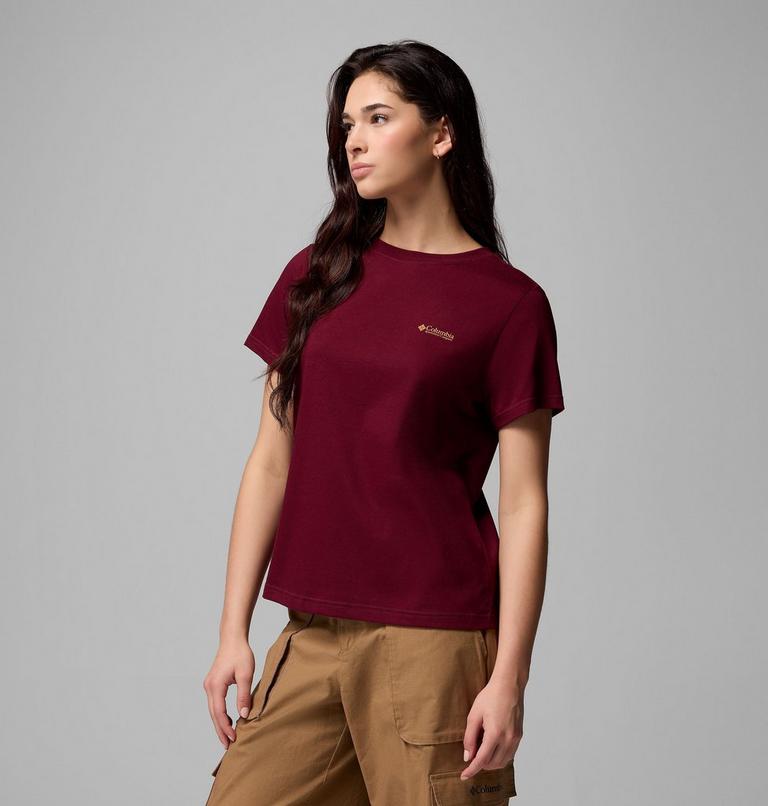 Women's Rolling Bend Graphic Short Sleeve Shirt, Color: Rich Wine, Framed Diamond, image 4
