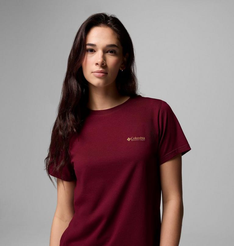 Women's Rolling Bend Graphic Short Sleeve Shirt, Color: Rich Wine, Framed Diamond, image 5