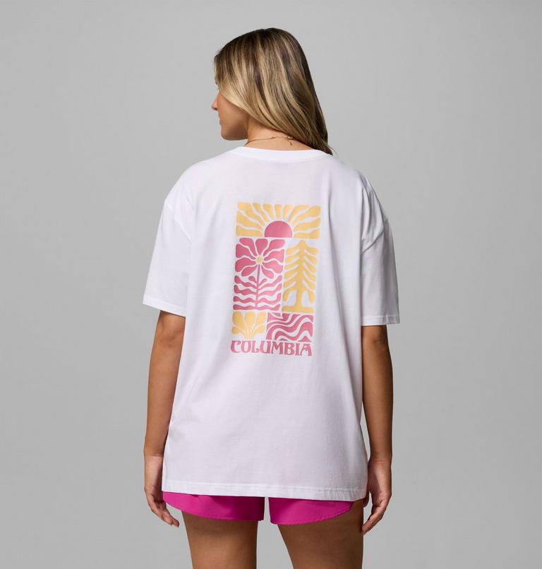 Camiseta oversize con estampado Rolling Bend para mujer, Color: White, Floral Groove, image 3
