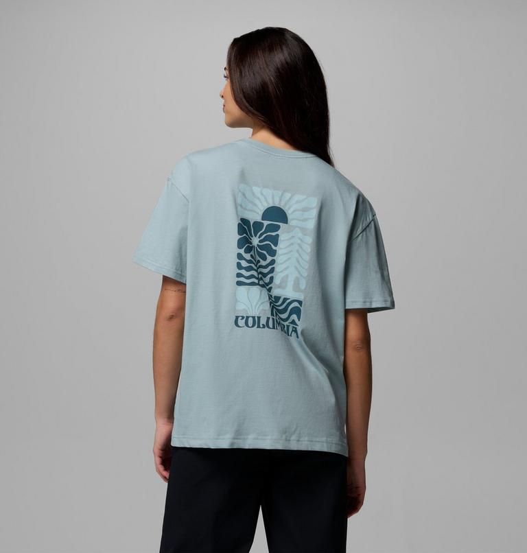 Camiseta oversize con estampado Rolling Bend para mujer, Color: Crushed Blue, Floral Groove, image 3