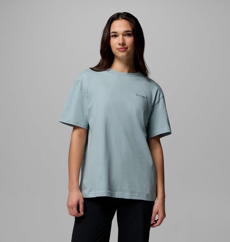 Camiseta oversize con estampado Rolling Bend para mujer, Color: Crushed Blue, Floral Groove, image 1