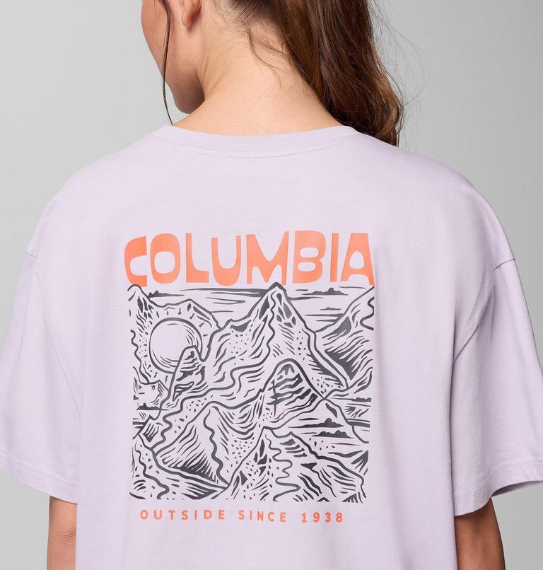 Women's Rolling Bend Graphic Oversized T-Shirt, Color: Lavender Pearl, Mountainview, image 6