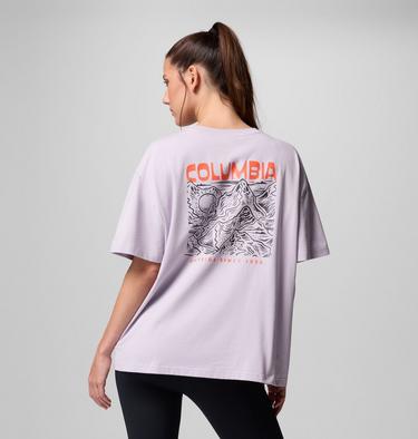 Women's Rolling Bend Graphic Oversized T-Shirt, Color: Lavender Pearl, Mountainview, image 1