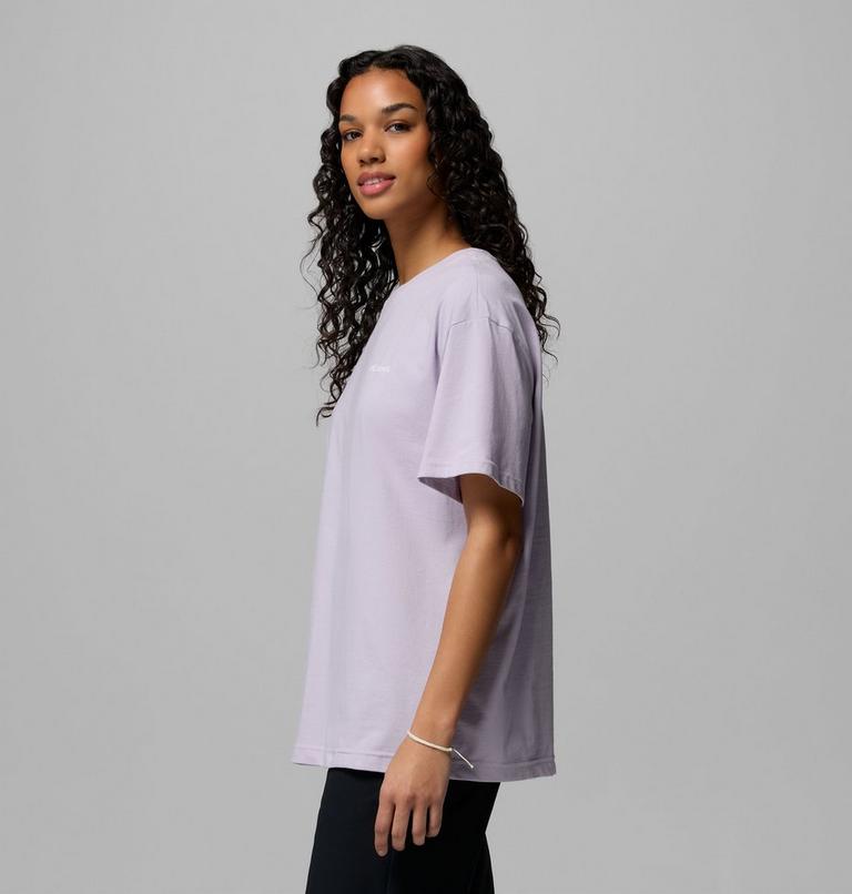 Women's Rolling Bend Graphic Oversized T-Shirt, Color: Lavender Pearl, Floral Groove, image 4
