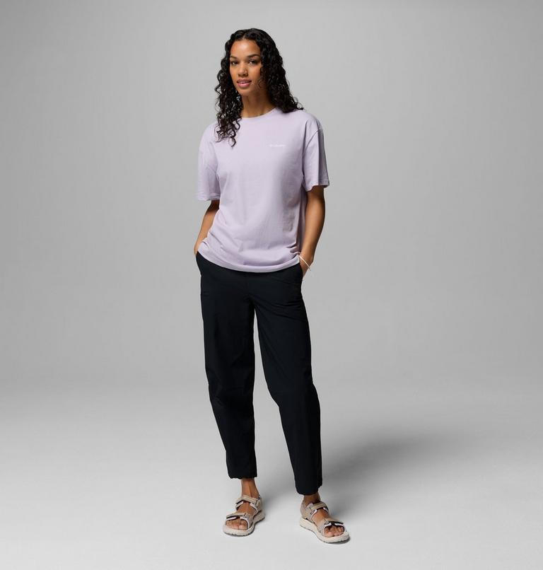 Women's Rolling Bend Graphic Oversized T-Shirt, Color: Lavender Pearl, Floral Groove, image 2