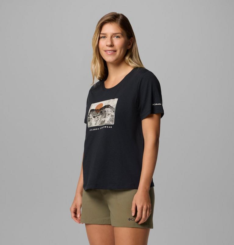 Women's Ruby Springs Graphic Scoop Neck Short Sleeve Shirt, Color: Black, Wanderlust, image 3