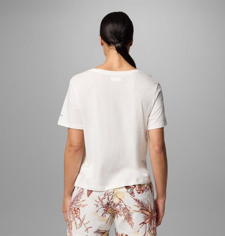 Women's Ruby Springs Graphic Scoop Neck Short Sleeve Shirt, Color: Sea Salt, Foggy Hillscape, image 2
