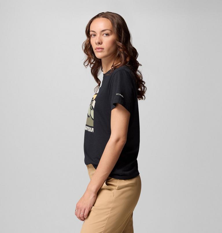 Women's Ruby Springs Graphic Fitted Short Sleeve Shirt, Color: Black, Get Hiked, image 4