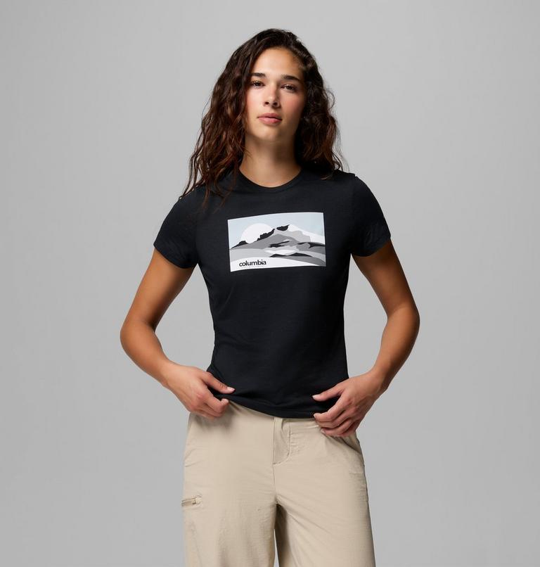 Camiseta ajustada con estampado Ruby Springs para mujer, Color: Black Moonlit Hillscape, image 1