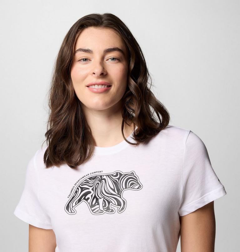Women's Ruby Springs Graphic Fitted Short Sleeve Shirt, Color: White, Bearly Swirl, image 4