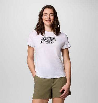 Camiseta ajustada con estampado Ruby Springs para mujer, Color: White, Bearly Swirl, image 1