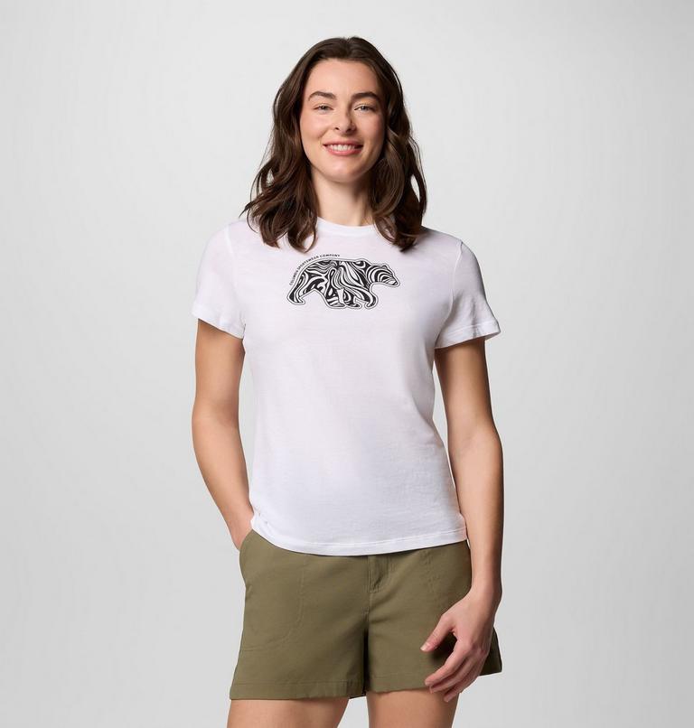 Women's Ruby Springs Graphic Fitted Short Sleeve Shirt, Color: White, Bearly Swirl, image 1