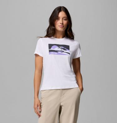 Women's Ruby Springs Graphic Fitted T-Shirt, Color: White Moonlit Hillscape, image 9