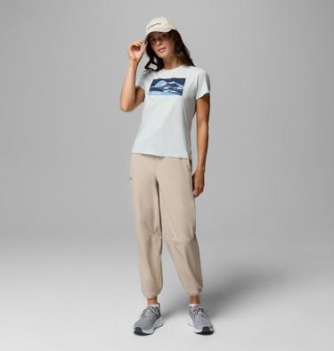 Women's Ruby Springs Graphic Fitted T-Shirt, Color: Tea Light Moonlit Hillscape, image 4