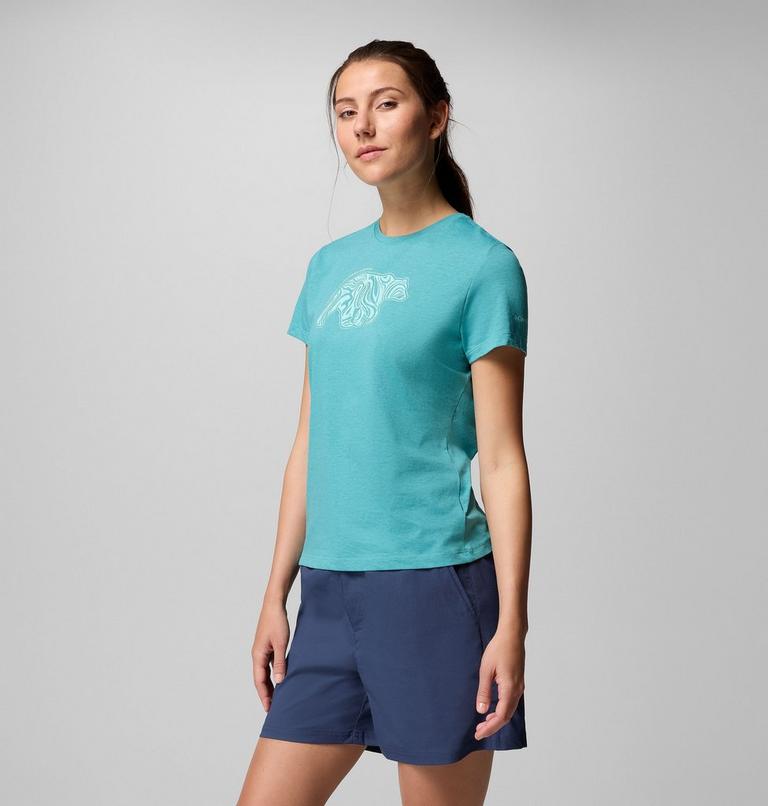 Camiseta ajustada con estampado Ruby Springs para mujer, Color: Teal, Bearly Swirl, image 3
