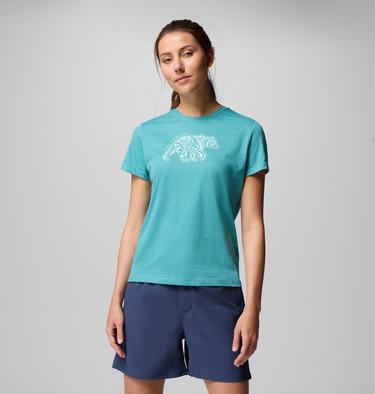 Women's Ruby Springs Graphic Fitted T-Shirt, Color: Teal, Bearly Swirl, image 11