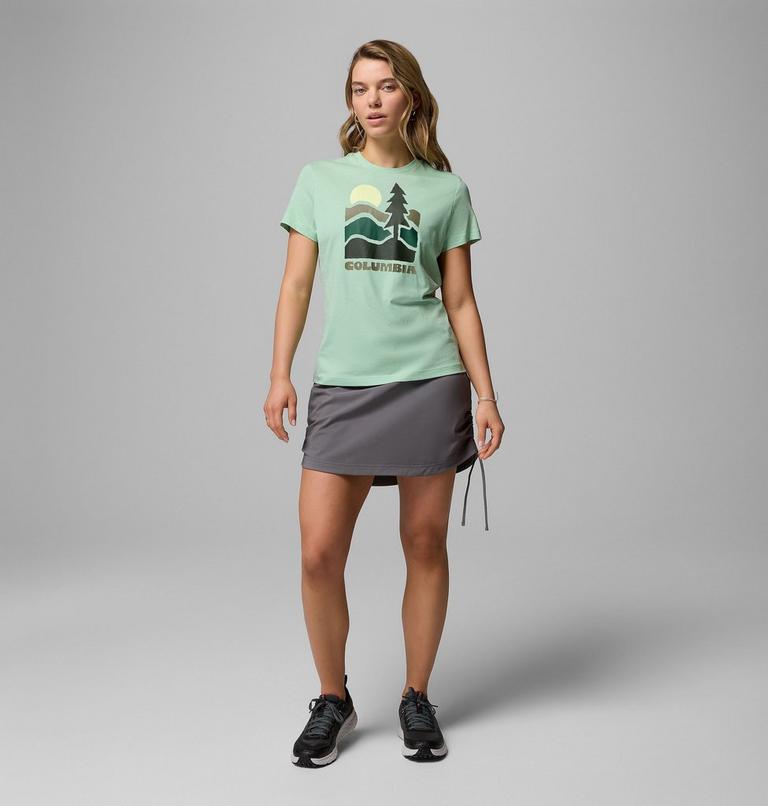 Women's Ruby Springs Graphic Fitted Short Sleeve Shirt, Color: New Mint, Get Hiked, image 2