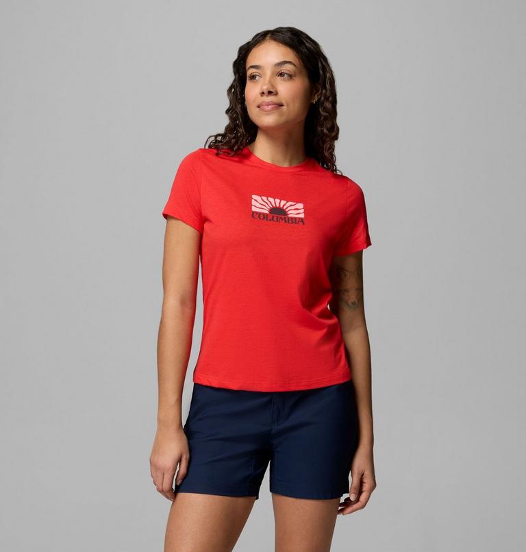 Women's Ruby Springs Graphic Fitted T-Shirt, Color: Poppy Red, Brandrise, image 1