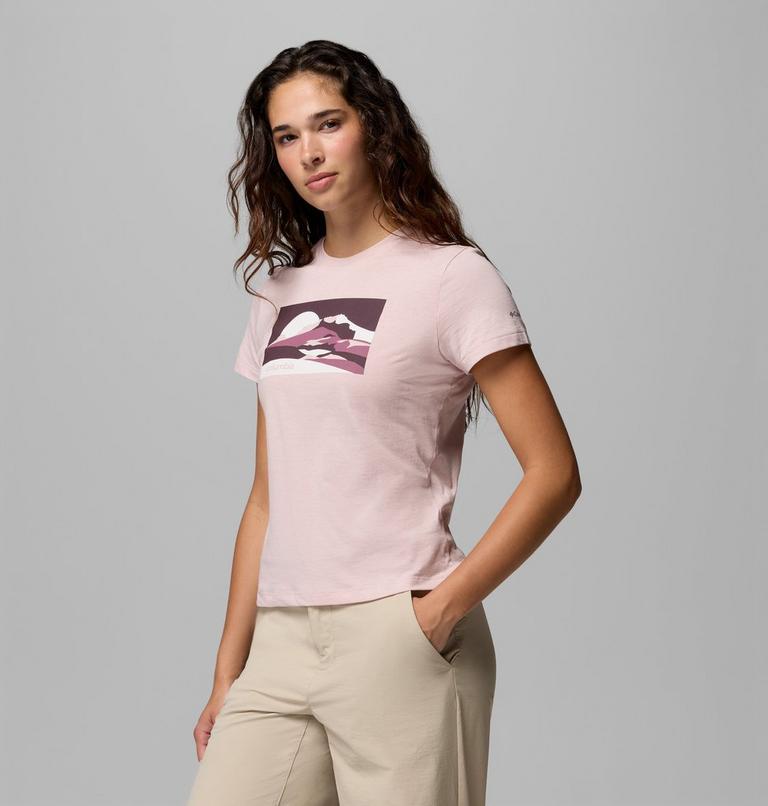 Camiseta ajustada con estampado Ruby Springs para mujer, Color: Mineral Pink Moonlit Hillscape, image 4