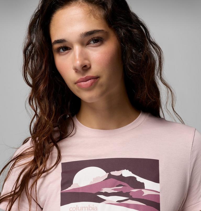 Camiseta ajustada con estampado Ruby Springs para mujer, Color: Mineral Pink Moonlit Hillscape, image 5