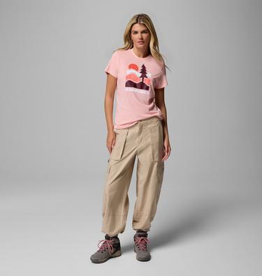 Women's Ruby Springs Graphic Fitted T-Shirt, Color: Pink Sand, Get Hiked, image 2